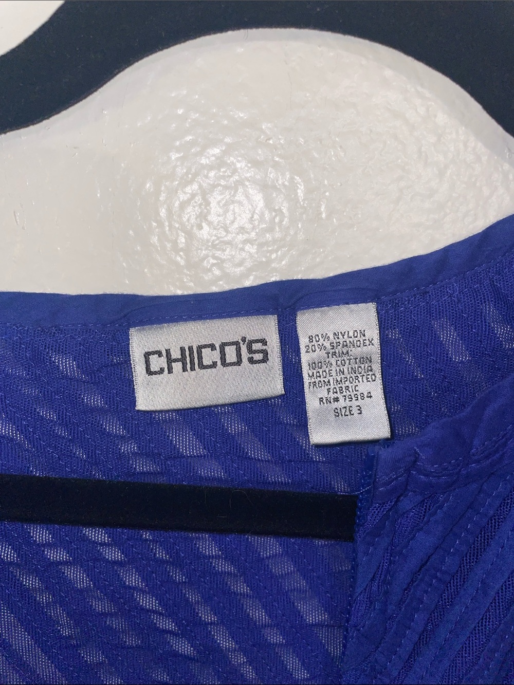Chico's Royal Blue Textured Zip-Front Blazer Jacket - Picture 2 of 3